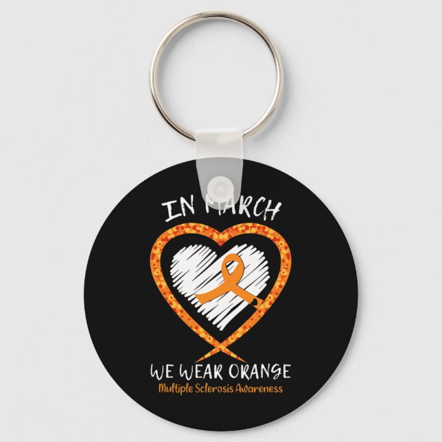 In March We Wear Orange Multiple Sclerosis Awarene Keychain (Front)
