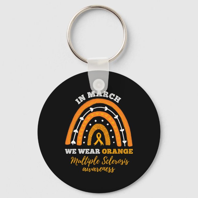 In March We Wear Orange Multiple Sclerosis Awarene Keychain (Front)