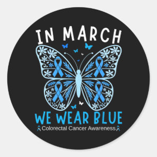 In March Wear Blue Colon Cancer Awareness Squad Classic Round Sticker