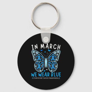 In march wear blue colon cancer awareness squad keychain