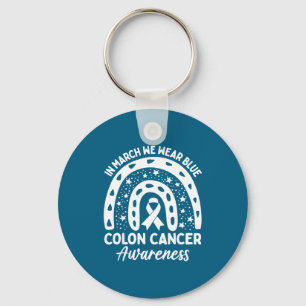 In march wear blue rainbow colon cancer awareness keychain