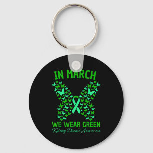 In march wear green kidney disease awareness keychain