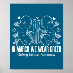 In march wear green kidney disease awareness month poster
