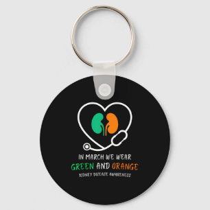 In march wear green orange kidney disease nurse keychain