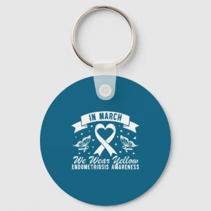In march wear yellow butterfly endometriosis keychain