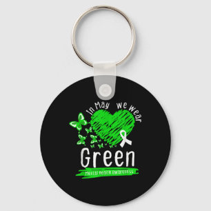 In May We Wear Green For Mental Health Awareness M Keychain