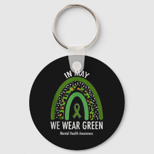 In May We Wear Green Mental Health Awareness Leopa Keychain