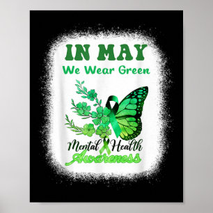 In May We Wear Green Mental Health Awareness Month Poster