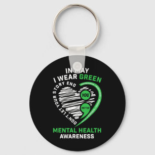 In May We Wear Green Semicolon Mental Health Aware Keychain