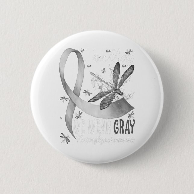 In May We Wear Grey Brain Cancer Awareness 2 Inch Round Button (Front)