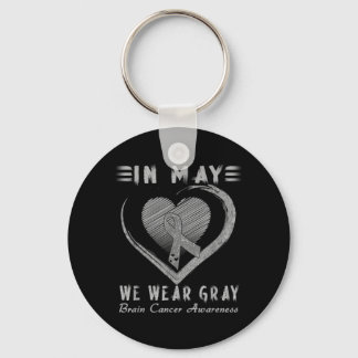 In May We Wear Grey Brain Cancer Awareness Keychain