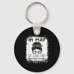 In May We Wear Grey Brain Cancer Awareness Month Keychain