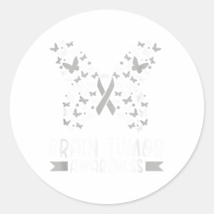 In May We Wear Grey Brain Cancer Tumour Awareness  Classic Round Sticker