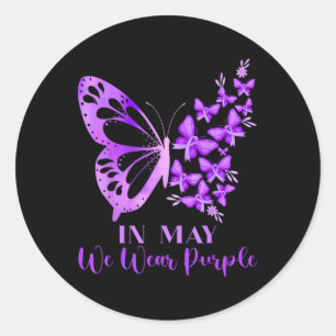 In May We Wear Purple Butterfly Lupus Awareness Classic Round Sticker