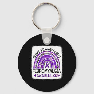 In May We Wear Purple Fibromyalgia Awareness 2 Keychain