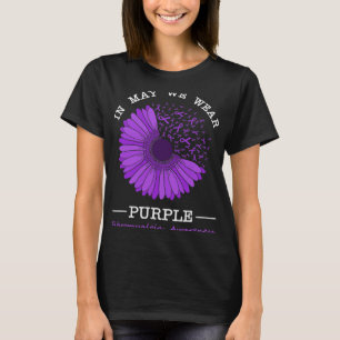 In May We Wear Purple Fibromyalgia Awareness Flora T-Shirt