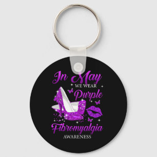 In May We Wear Purple High Heels Fibromyalgia Awar Keychain