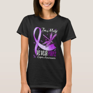 In May We Wear Purple Lupus Awareness Dragonfly.pn T-Shirt
