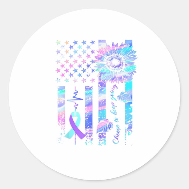 In May We Wear Ribbon Suicide Awareness Mental Hea Classic Round Sticker (Front)