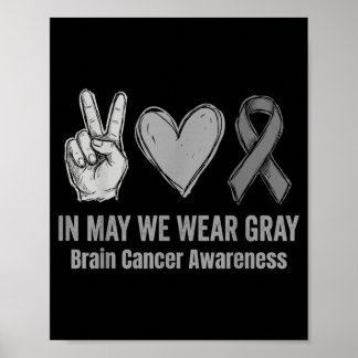 in May Wear Grey Brain Tumour Awareness Brain Poster