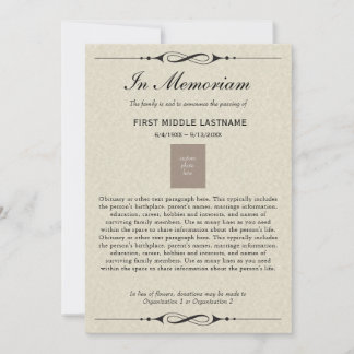 In Memoriam Death Announcement with Obituary