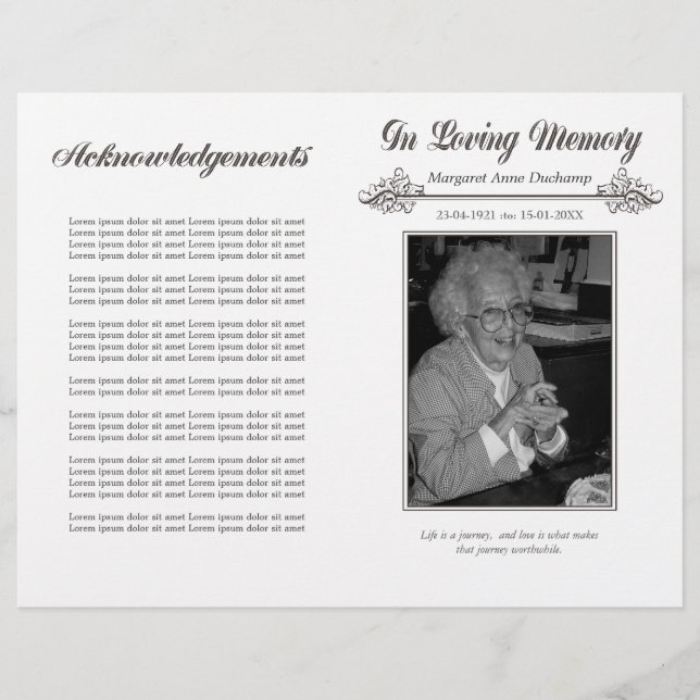 In Memoriam Loving Memory Funeral Booklet Template Flyer (Front)