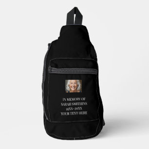 In memory black custom photo text backpack