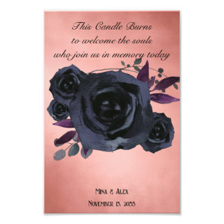In Memory Blush Watercolor Black Rose Modern Goth Photo Print