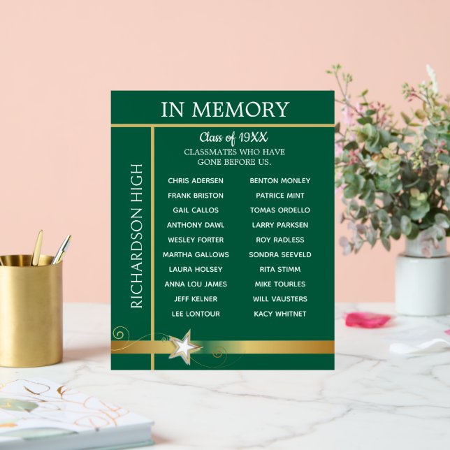 In Memory. Class Reunion Tribute Board Acrylic Sign (Wedding)