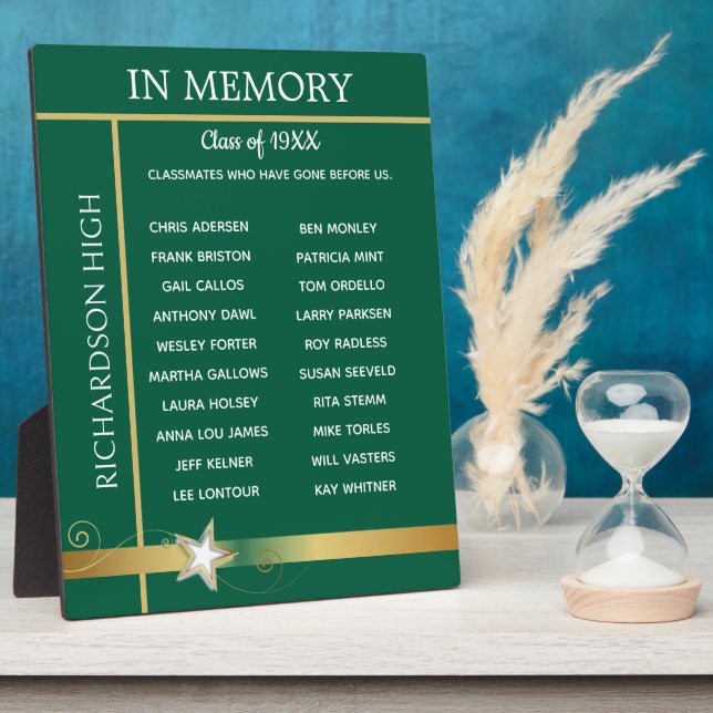 In Memory. Class Reunion Tribute Easel Plaque (Side)