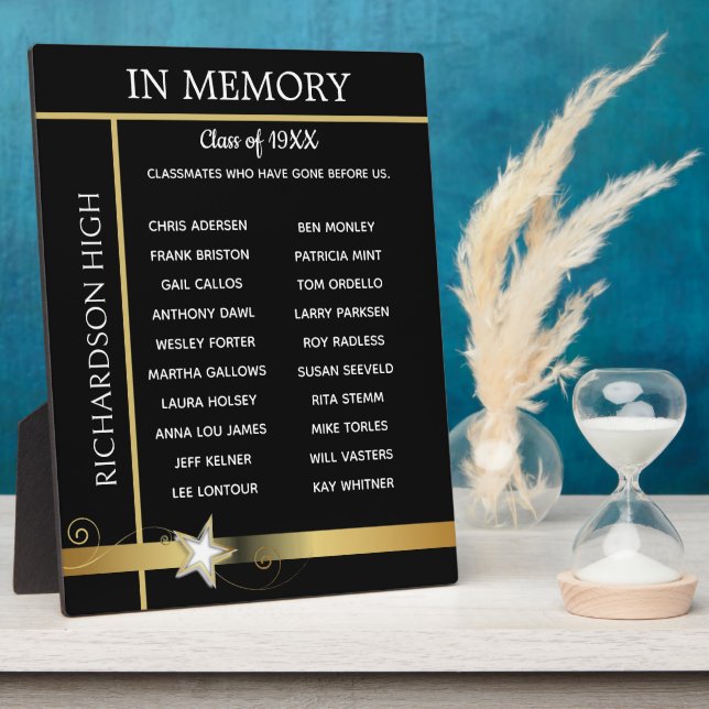 In Memory. Class Reunion Tribute Easel Plaque (Side)