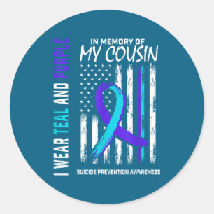In Memory Cousin Suicide Awareness Prevention Amer Classic Round Sticker