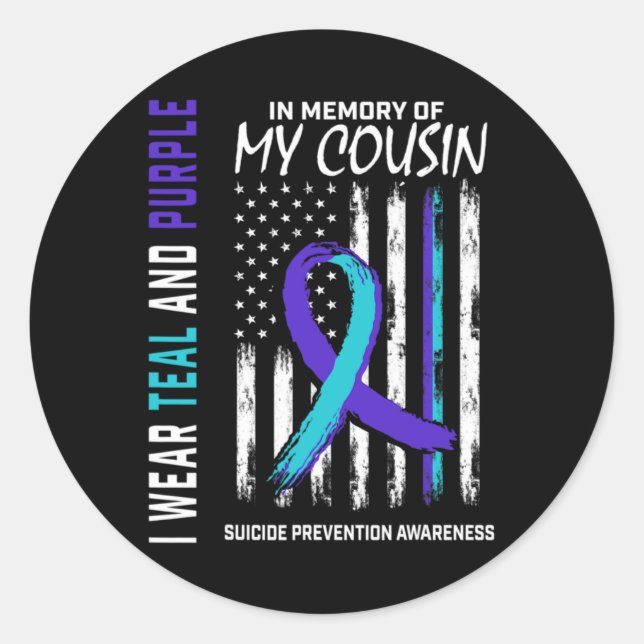 In Memory Cousin Suicide Awareness Prevention Amer Classic Round Sticker (Front)