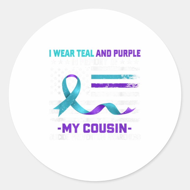 In Memory Cousin Suicide Awareness Prevention Amer Classic Round Sticker (Front)