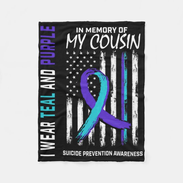 In Memory Cousin Suicide Awareness Prevention Amer Fleece Blanket (Front)