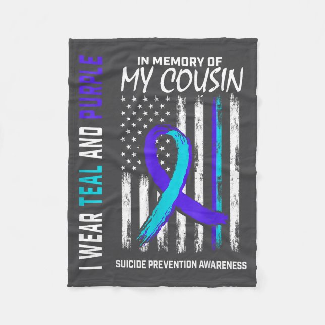 In Memory Cousin Suicide Awareness Prevention Amer Fleece Blanket (Front)