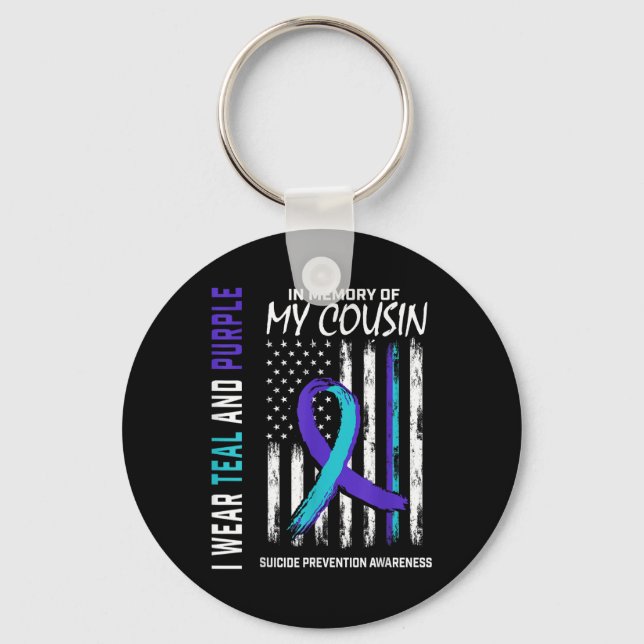 In Memory Cousin Suicide Awareness Prevention Amer Keychain (Front)