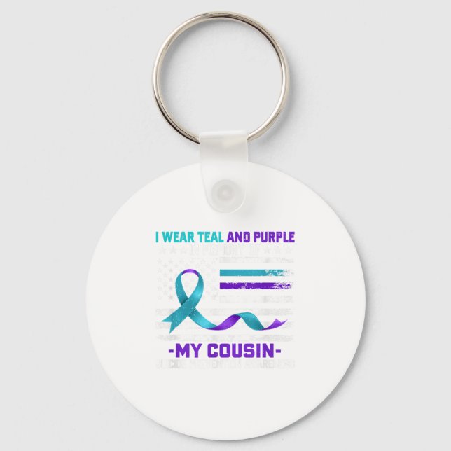In Memory Cousin Suicide Awareness Prevention Amer Keychain (Front)