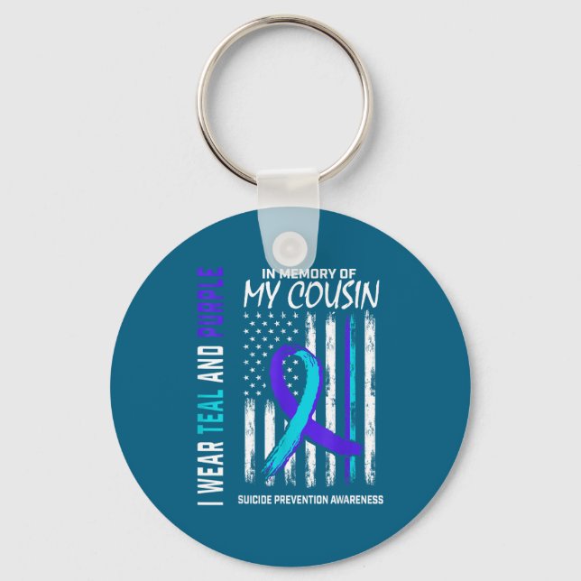 In Memory Cousin Suicide Awareness Prevention Amer Keychain (Front)