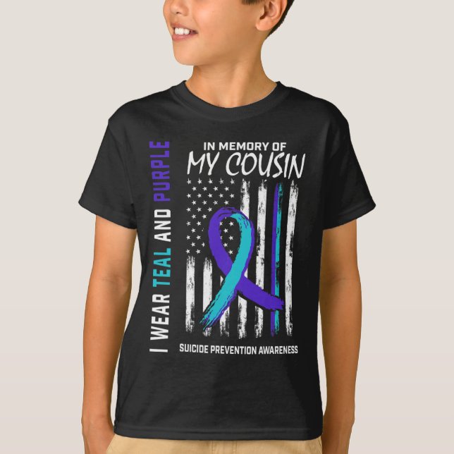 In Memory Cousin Suicide Awareness Prevention Amer T-Shirt (Front)