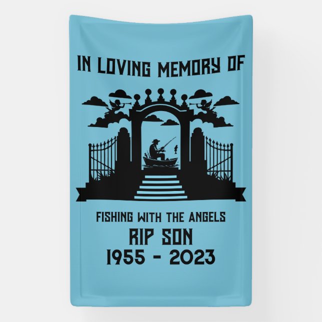 In Memory Fishing Funeral Banner (Vertical)
