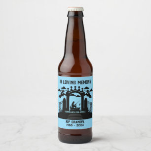 In Memory Fishing Funeral Beer Bottle Label