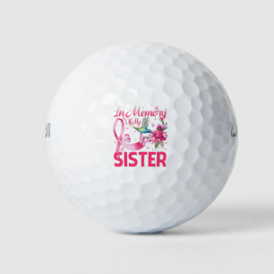 In Memory For My Sister Hummingbird Breast Cancer Golf Balls