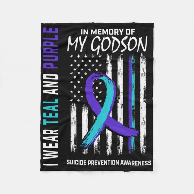 In Memory Godson Suicide Awareness Prevention Amer Fleece Blanket (Front)