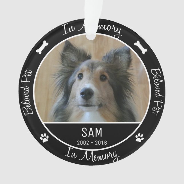 In Memory - Loss of Dog- Custom Photo/Name Ornament (Front)