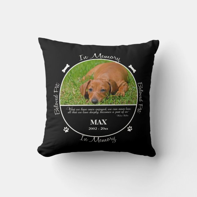In Memory - Loss of Dog- Custom Photo/Name Throw Pillow (Front)