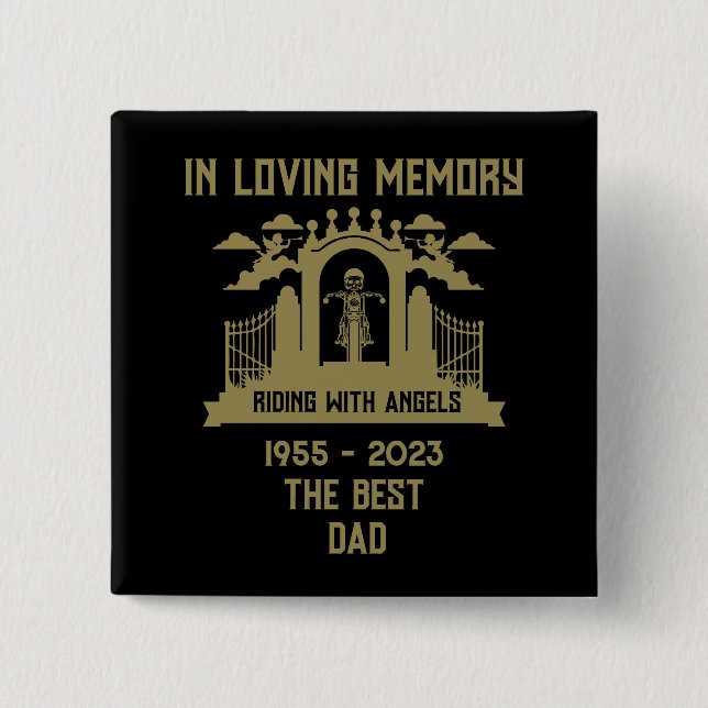 In Memory Motorbike Rider Biker Funeral 2 Inch Square Button (Front)