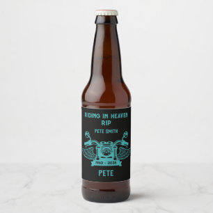 In Memory Motorbike Rider Biker Funeral Beer Bottle Label