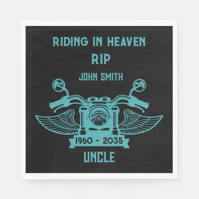 In Memory Motorbike Rider Biker Funeral Napkin (Front)