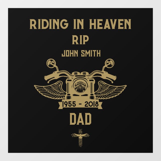 In Memory Motorbike Rider Biker Funeral Window Cling (Sheet)